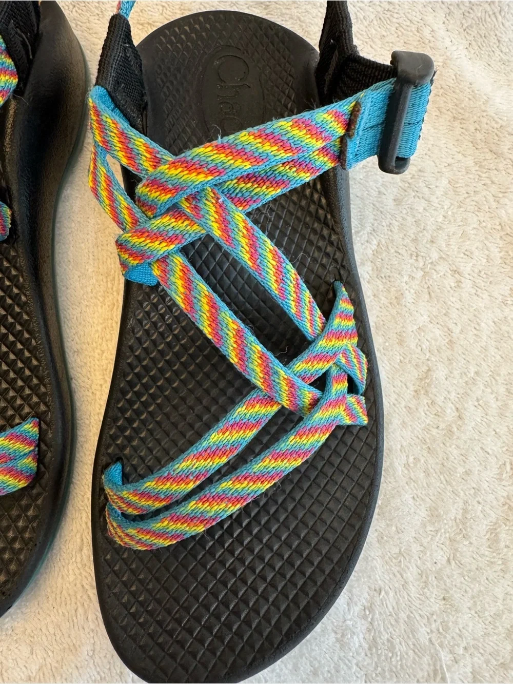 Chaco Kids ZX/1 EcoTread Rainbow Fiesta Blue Double Strap Hiking Sandals Size 2